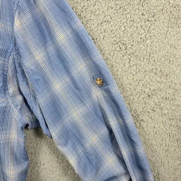 Duluth Trading Co Men's Blue Plaid Long Sleeve Button Up Roll Tab Size L Tall - Picture 7 of 10